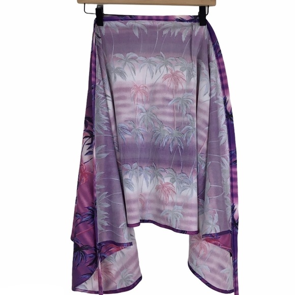 VINTAGE Waikiki Hawaii Set Top Wrap Skirt Tropical Palm Trees Beach Size Large - Picture 11 of 16